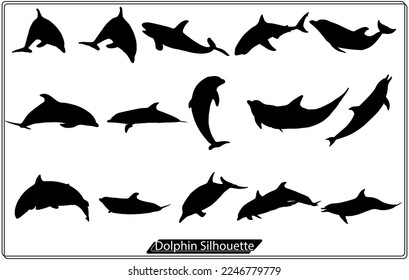 Dolphins graphic icons set Silhouette