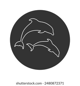 Dolphins graphic line icon. Signs swimming dolphins isolated on white background. Sea life symbols. Vector illustration