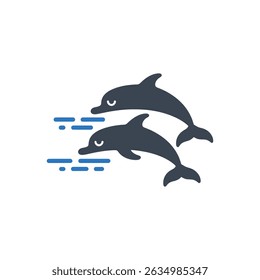 Dolphins Icon Isolated On White Background