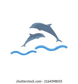 dolphins icon, jumping dolphins concept, vector illustration
