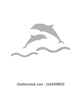 dolphins icon, jumping dolphins concept, vector illustration