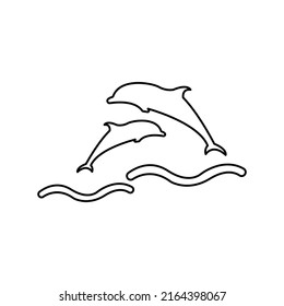 dolphins icon, jumping dolphins concept, vector illustration