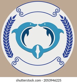  dolphins icon. logo vector.Easter Bunny.Can be used for or babies t-shirt design.Fashion print graphic.Cartoon animal illustration