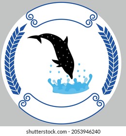  dolphins icon. logo vector.Easter Bunny.Can be used for or babies t-shirt design.Fashion print graphic.Cartoon animal illustration