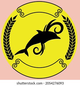  dolphins icon. logo vector.Easter Bunny.Can be used for or babies t-shirt design.Fashion print graphic.Cartoon animal illustration