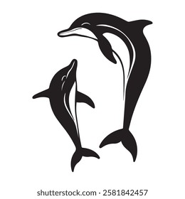 Dolphins icons set on a white background