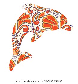 Dolphins with Indonesian batik background