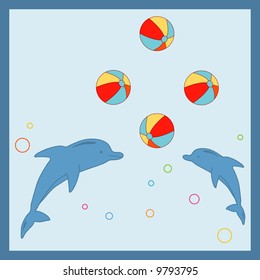 Dolphins juggling beach balls