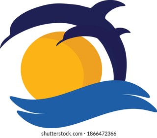Dolphins jumping in the sea