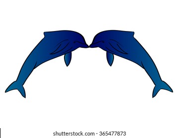 dolphins label. vector illustration