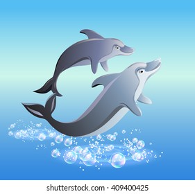 Dolphins leaps from water