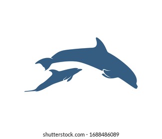 Dolphins logo design vector template. Silhouette of Dolphins design illustration