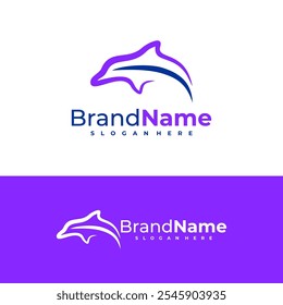 Ilustração do vetor do logotipo dos golfinhos. Modelo de conceito de design de logotipo do Dolphins