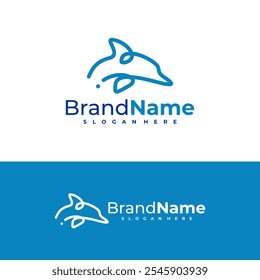 Ilustração do vetor do logotipo dos golfinhos. Modelo de conceito de design de logotipo do Dolphins