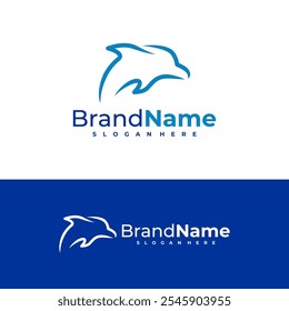 Vektorgrafik mit Delphinlogo. Design-Konzeptvorlage für Delphine Logo