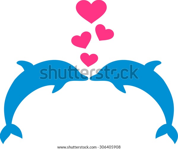 Vector De Stock Libre De Regalias Sobre Delfines Enamorados De Los Corazones