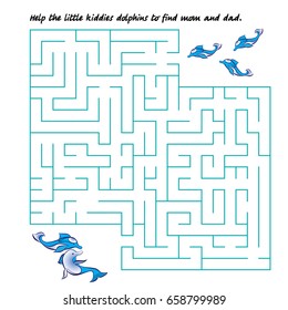 Dolphins Maze. Dolphins kids can't find mom and dad, to help them find the way.