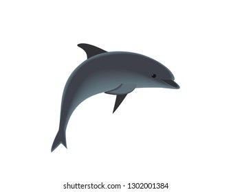 Dolphins On White Background Stock Vector (Royalty Free) 1302001384 ...