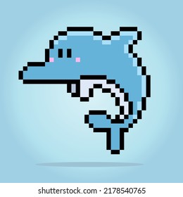 Dolphins Pixel Art Animals Retro Game Stock Vector (Royalty Free ...