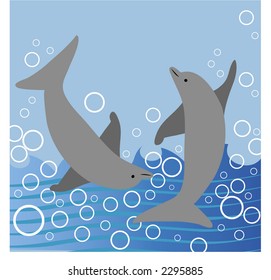 dolphins playing in the ocean illustration