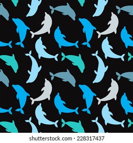 Dolphins seamless background. Dolphin seamless pattern background vector illustration