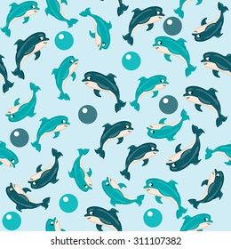 Dolphins seamless pattern