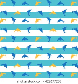 Dolphins seamless pattern background, summer print for textile and card design