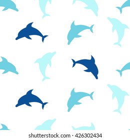 Dolphins seamless pattern background, summer print for textile and card design