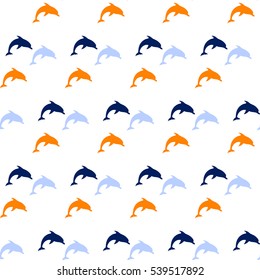 Dolphins seamless pattern background, summer print for textile and card design