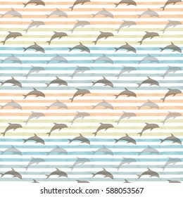 Dolphins seamless pattern background, summer print for textile, wallpaper, paper for packing. Vector  eps 10