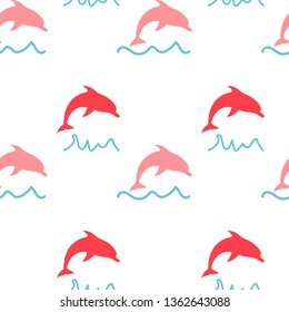 Dolphins seamless pattern, summer print for textile and card design