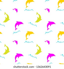 Dolphins seamless pattern, summer print for textile and card design