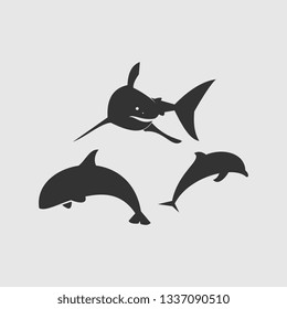 Dolphins, shark logo template