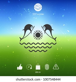 Dolphins with sun & sea - Logo