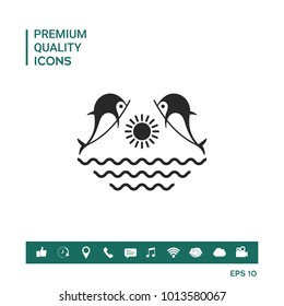 Dolphins with sun & sea - Logo