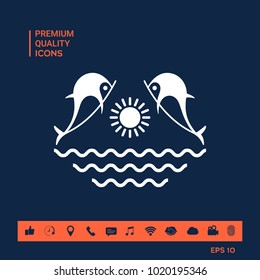 Dolphins with sun & sea - Logo