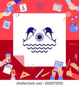 Dolphins with sun & sea - Logo