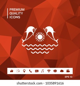 Dolphins with sun & sea - Logo