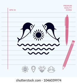Dolphins with sun & sea - Logo