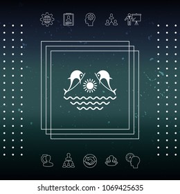 Dolphins with sun & sea - Logo