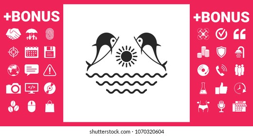 Dolphins with sun & sea - Logo