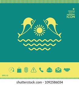 Dolphins with sun & sea - Logo