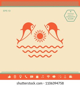 Dolphins with sun & sea - Logo