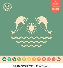 Dolphins with sun & sea - Logo