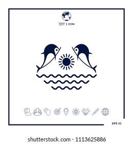 Dolphins with sun & sea - Logo