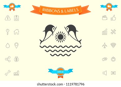 Dolphins with sun & sea - Logo