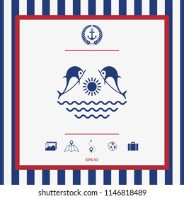 Dolphins with sun & sea - Logo