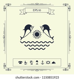 Dolphins with sun & sea - Logo