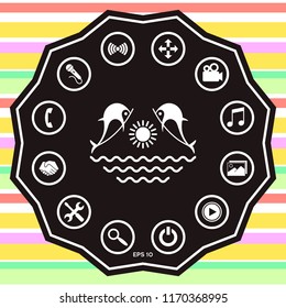 Dolphins with sun & sea - Logo