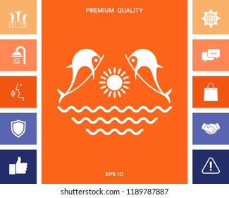 Dolphins with sun & sea - Logo